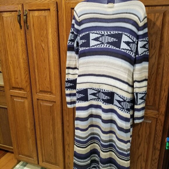 Womens M Billabong Cardigan Duster Sweater Blue Gray Long Open Front - Picture 7 of 8